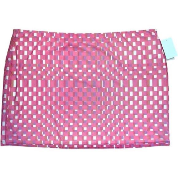 BP Plus Size 3X Pink Checker Print Mini Skirt NWT Stretch Lined - Picture 5 of 7